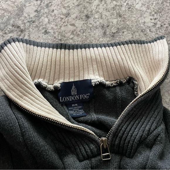 London Fog Men’s Medium 3/4 Zip Cotton Vintage Sweater - Picture 3 of 6